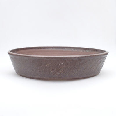 Ceramiczna miska bonsai 37 x 37 x 8,5 cm, kolor brązowy - 1