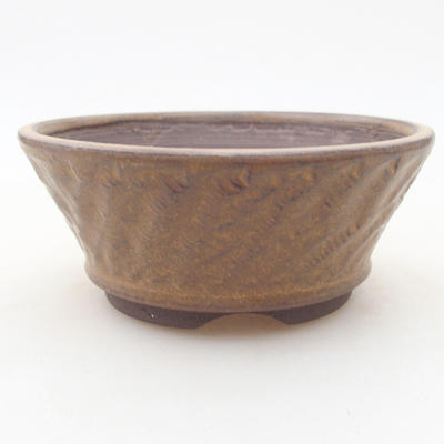 Ceramiczna miska bonsai 11 x 11 x 4,5 cm, kolor brązowy - 1