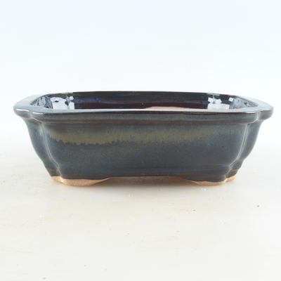 Ceramiczna miska bonsai 16 x 12,5 x 4,5 cm, kolor brązowo-niebieski - 1