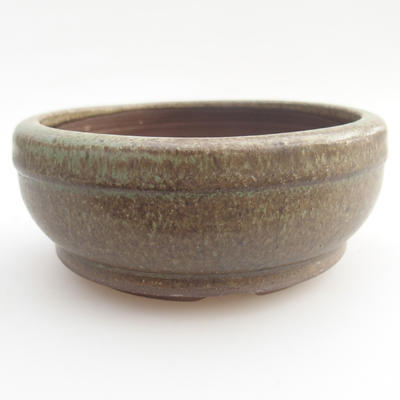 Ceramiczna miska bonsai - 10 x 10 x 4,5 cm, kolor brązowo-zielony - 1
