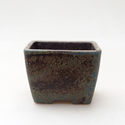 Ceramiczna miska bonsai 6,5 x 6,5 x 5 cm, kolor brązowo-niebieski - 1