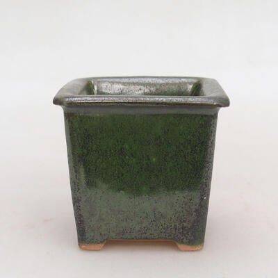 Ceramiczna miska bonsai 5,5 x 5,5 x 5,5 cm, kolor metaliczny zielony - 1