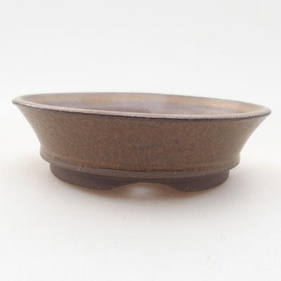 Ceramiczna miska bonsai 9,5 x 9,5 x 2,5 cm, kolor brązowy - 1