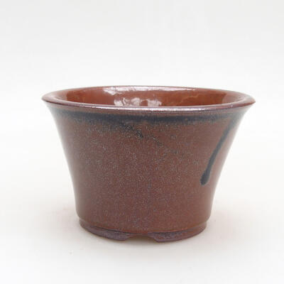 Ceramiczna miska bonsai 10,5 x 10,5 x 6,5 cm, kolor brązowo-czarny - 1