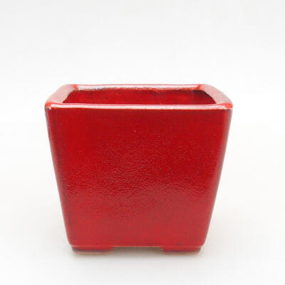 Ceramiczna miska bonsai 7 x 7 x 7 cm, kolor czerwony - 1