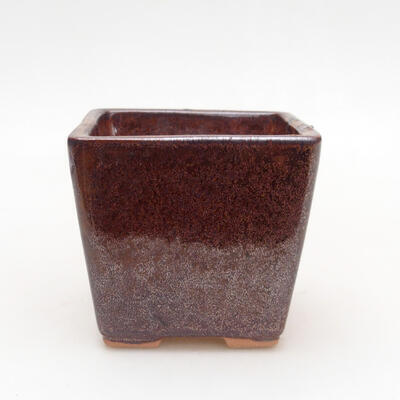 Ceramiczna miska bonsai 7 x 7 x 7 cm, kolor brązowy - 1
