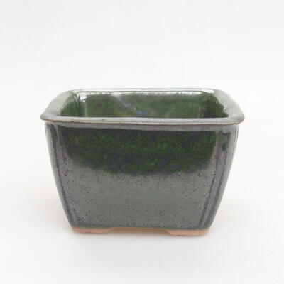Ceramiczna miska bonsai 8 x 8 x 5 cm, kolor metaliczny zielony - 1