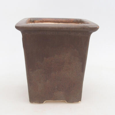 Ceramiczna miska bonsai 14,5 x 14,5 x 15,5 cm, kolor brązowy - 1