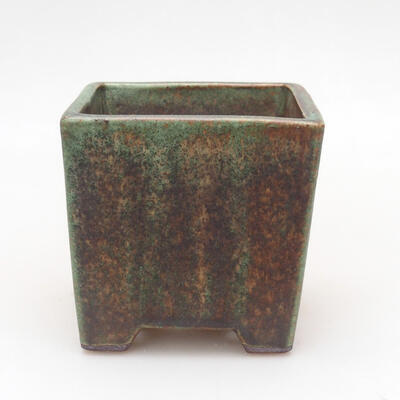 Ceramiczna miska bonsai 8,5 x 8,5 x 8,5 cm, kolor zielono-brązowy - 1