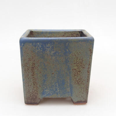 Ceramiczna miska bonsai 8,5 x 8,5 x 8,5 cm, kolor niebiesko-brązowy - 1