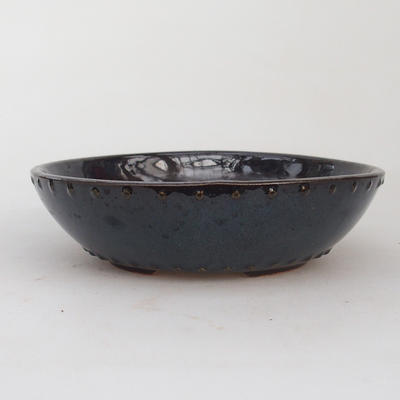 Ceramiczna miska bonsai 18 x 18 x 5 cm, kolor czarno-niebieski - 2. jakość - 1