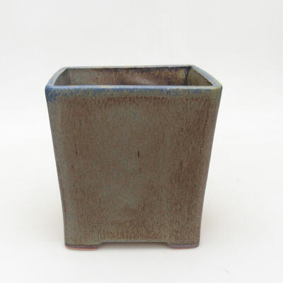 Ceramiczna miska bonsai 13 x 13 x 13,5 cm, kolor brązowo-niebieski - 1