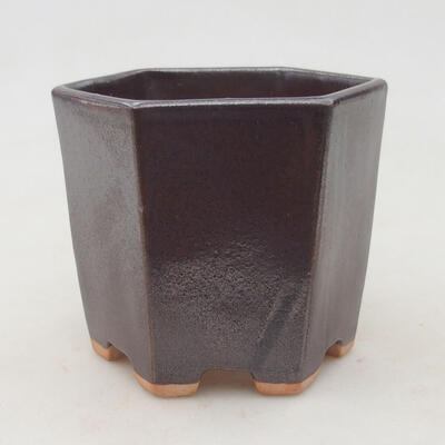 Ceramiczna miska bonsai 9 x 8 x 8 cm, kolor brązowy - 1