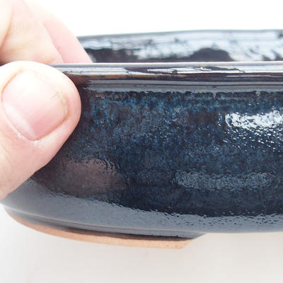 Ceramiczna miska bonsai 22 x 17 x 5 cm, kolor czarno-niebieski - 1
