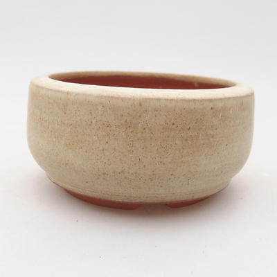 Ceramiczna miska bonsai 9 x 9 x 4,5 cm, kolor beżowy - 1
