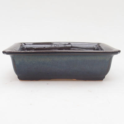 Ceramiczna miska bonsai 14 x 10,5 x 4 cm, kolor czarno-niebieski - 1