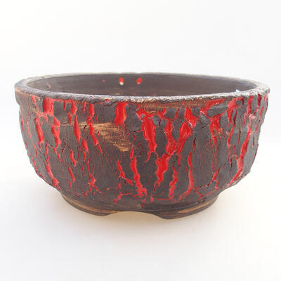 Ceramiczna miska bonsai 16 x 16 x 7,5 cm, kolor czerwony - 1
