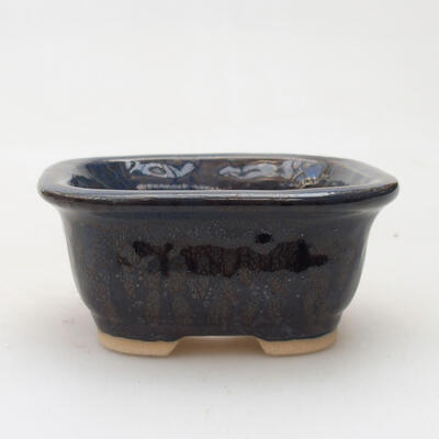 Ceramiczna miska bonsai 8,5 x 7,5 x 4 cm, kolor czarno-niebieski - 1
