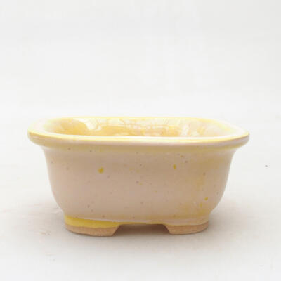 Ceramiczna miska bonsai 8,5 x 7,5 x 4 cm, kolor żółto-biały - 1