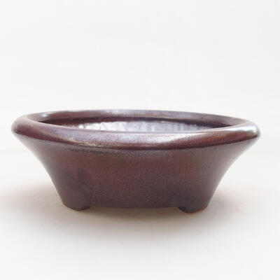 Ceramiczna miska bonsai 13 x 13 x 4 cm, kolor brązowo-czarny - 1