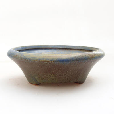 Ceramiczna miska bonsai 13 x 13 x 4 cm, kolor brązowo-niebieski - 1