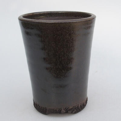 Ceramiczna miska bonsai 9 x 9 x 11,5 cm, kolor metaliczny - 1
