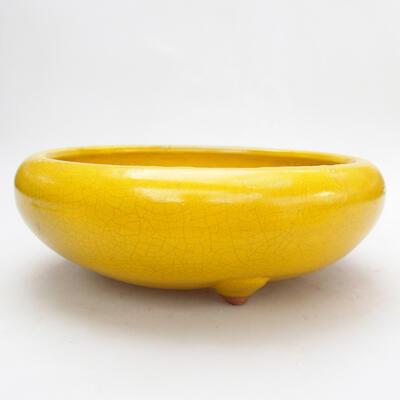 Ceramiczna miska bonsai 20 x 20 x 6,5 cm, kolor żółty - 1