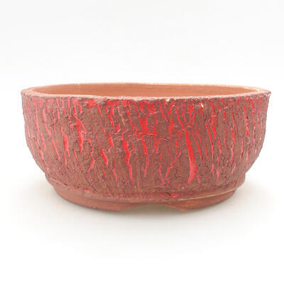 Ceramiczna miska bonsai 18,5 x 18,5 x 7,5 cm, kolor spękany czerwony - 1