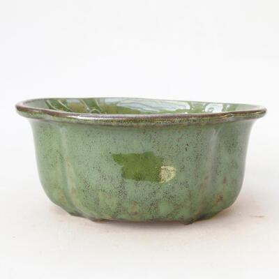 Ceramiczna miska bonsai 13 x 11,5 x 5,5 cm, kolor zielony metal - 1