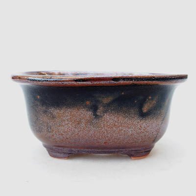 Ceramiczna miska bonsai 11,5 x 9 x 5,5 cm, kolor brązowo-czarny - 1