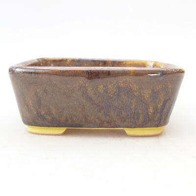 Ceramiczna miska bonsai 10,5 x 9 x 4 cm, kolor żółto-brązowy - 1