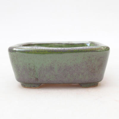 Ceramiczna miska bonsai 8 x 7 x 3,5 cm, kolor zielony metal - 1