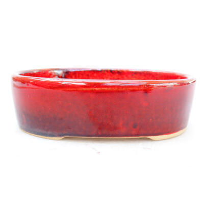 Ceramiczna miska bonsai 13 x 10 x 3,5 cm, kolor czerwono-brązowy - 1