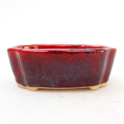 Ceramiczna miska bonsai 11 x 8 x 3,5 cm, kolor czerwono-czarny - 1