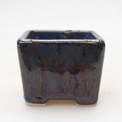 Ceramiczna miska bonsai 6 x 6 x 4,5 cm, kolor metaliczny niebieski - 1