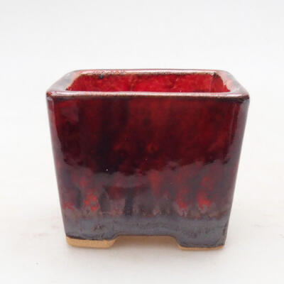Ceramiczna miska bonsai 6 x 6 x 4,5 cm, kolor czerwono-czarny - 1