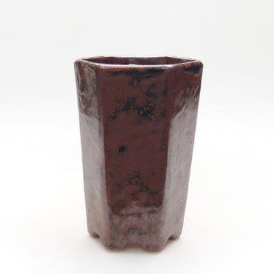 Ceramiczna miska bonsai 9,5 x 8 x 14 cm, kolor czarno-brązowy - 1