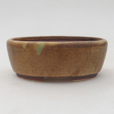 Ceramiczna miska bonsai 9,5 x 8,5 x 3,5 cm, kolor brązowo-zielony - 1