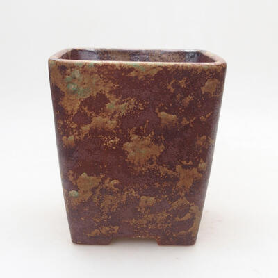 Ceramiczna miska bonsai 13 x 13 x 15 cm, kolor brązowy - 1