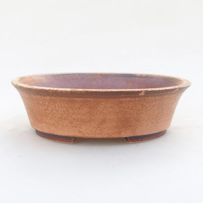 Ceramiczna miska do bonsai 14 x 12 x 4 cm, kolor różowo-brązowy - 1
