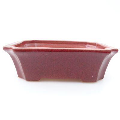 Ceramiczna miska bonsai 12,5 x 10,5 x 4 cm, kolor czerwony - 1
