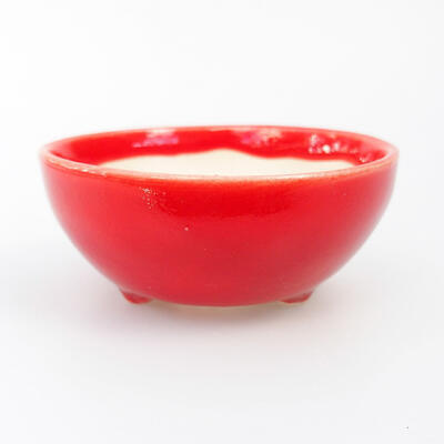 Ceramiczna miska bonsai 6 x 6 x 2,5 cm, kolor czerwony - 1