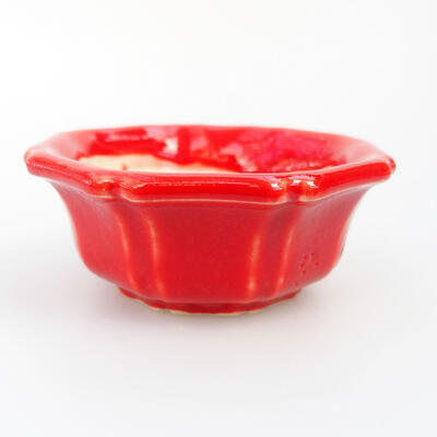 Ceramiczna miska bonsai 5,5 x 5,5 x 2,5 cm, kolor czerwony - 1