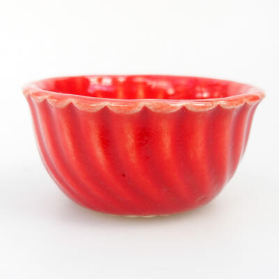 Ceramiczna miska bonsai 5 x 5 x 2,5 cm, kolor czerwony - 1