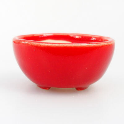 Ceramiczna miska bonsai 4 x 4 x 2 cm, kolor czerwony - 1