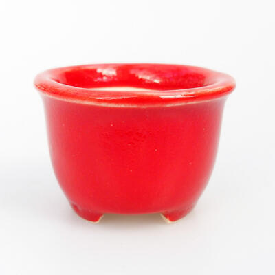Ceramiczna miska bonsai 3,5 x 3,5 x 3 cm, kolor czerwony - 1