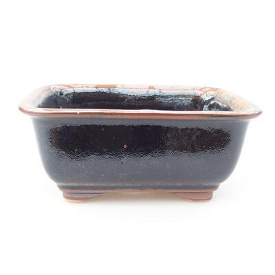 Ceramiczna miska bonsai 13 x 10 x 5 cm, kolor brązowo-czarny - 1