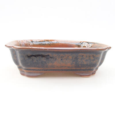 Ceramiczna miska bonsai 15 x 12 x 4 cm, kolor brązowo-czarny - 1