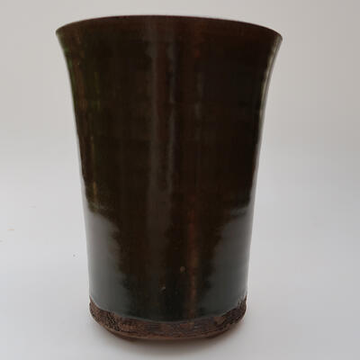 Ceramiczna miska bonsai 13 x 13 x 17,5 cm, kolor brązowy - 1