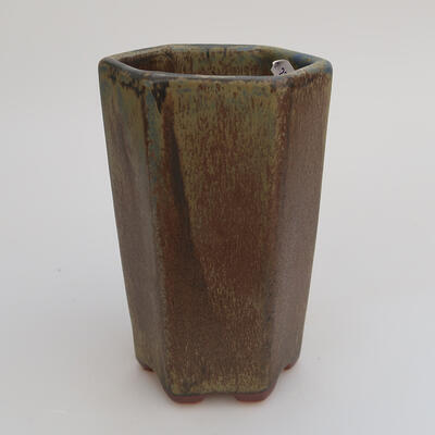 Ceramiczna miska do bonsai 9 x 8,5 x 14 cm, kolor brązowo-niebieski - 1